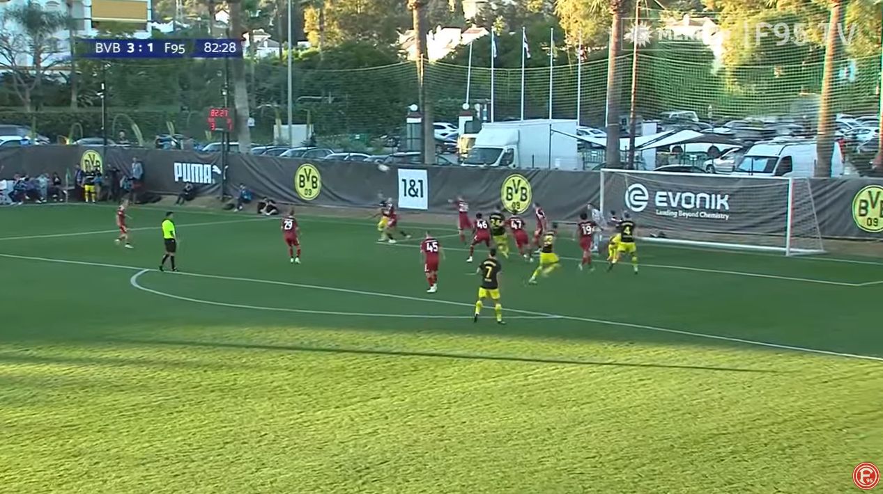 BVB vs F95 in Marbella: Gegen Ende waren die Dortmunder ständig überlegen (Screenshot: F95.tv)