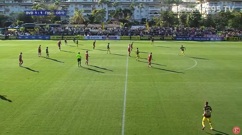 BVB vs F95 in Marbella: Die Fortuna hält gut mit (Screenshot: F95.tv)