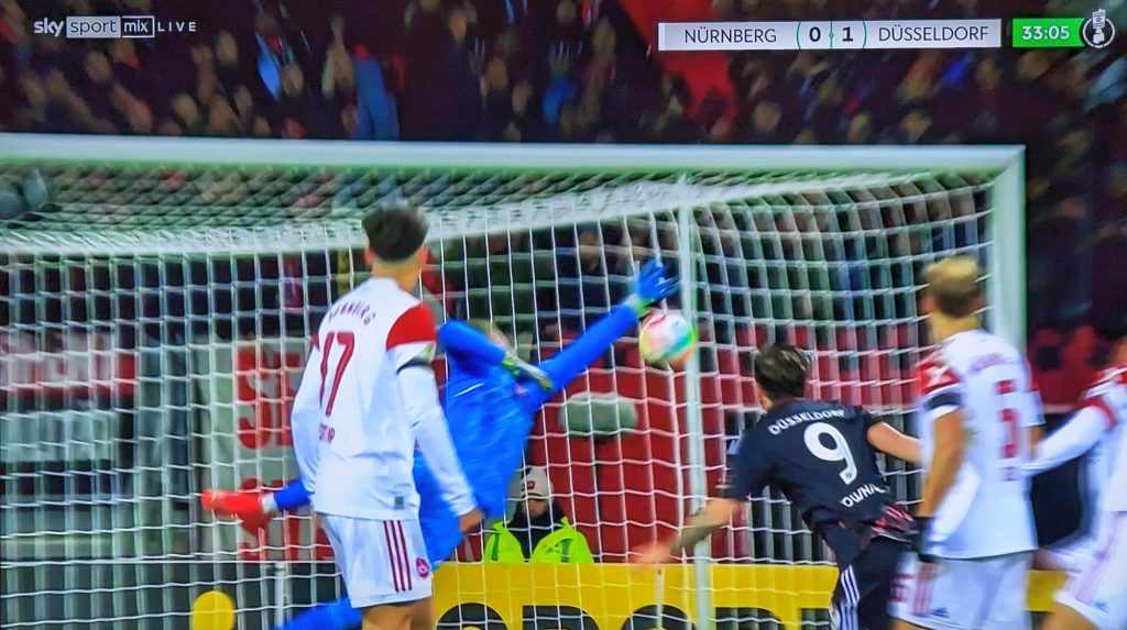 FCN vs F95: Am Das Tor gehört Kownacki ganz allein (Screenshot: Sky)