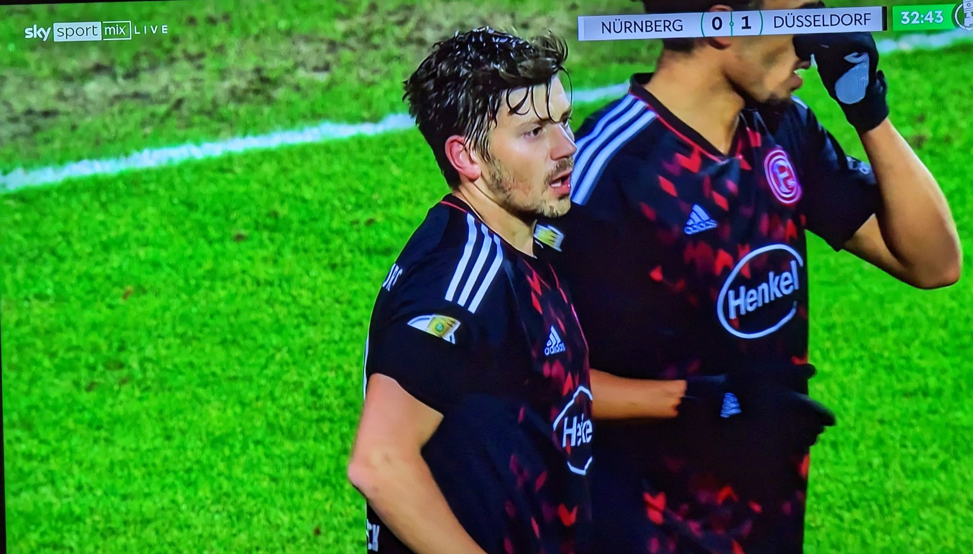 FCN vs F95: Dawid freut sich (Screenshot: Sky)