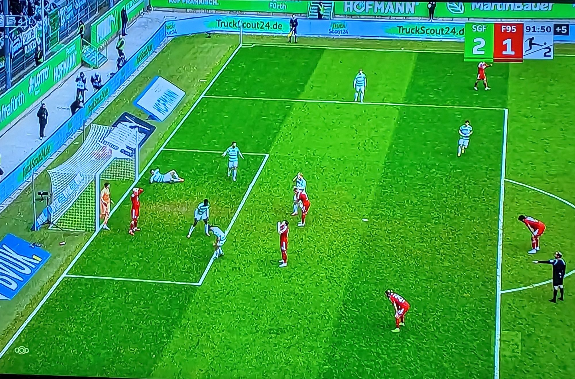 Fürth vs F95: Leider nicht der Ausgleich (Screenshot: Sky)