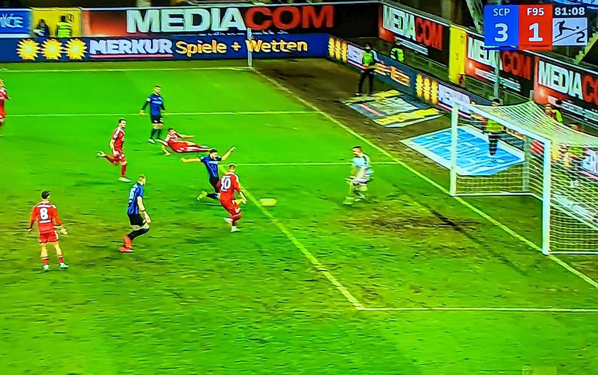 SCP vs F95: Das 4:1 nach Kapitulation (Screenshot: Sky)