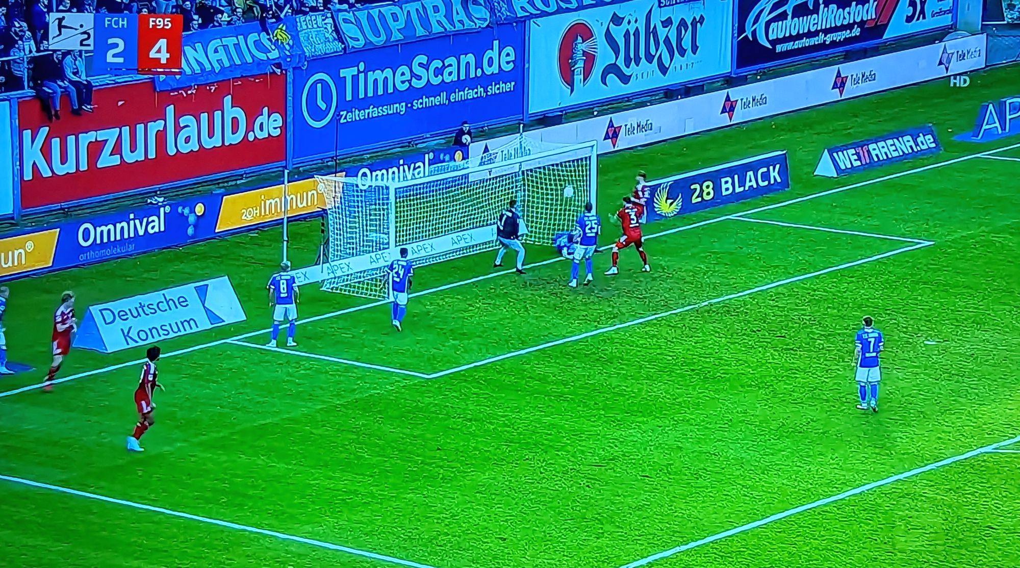 Rostock vs F95: Klarer köpft das finale 5:2 (Screenshot: Sky)