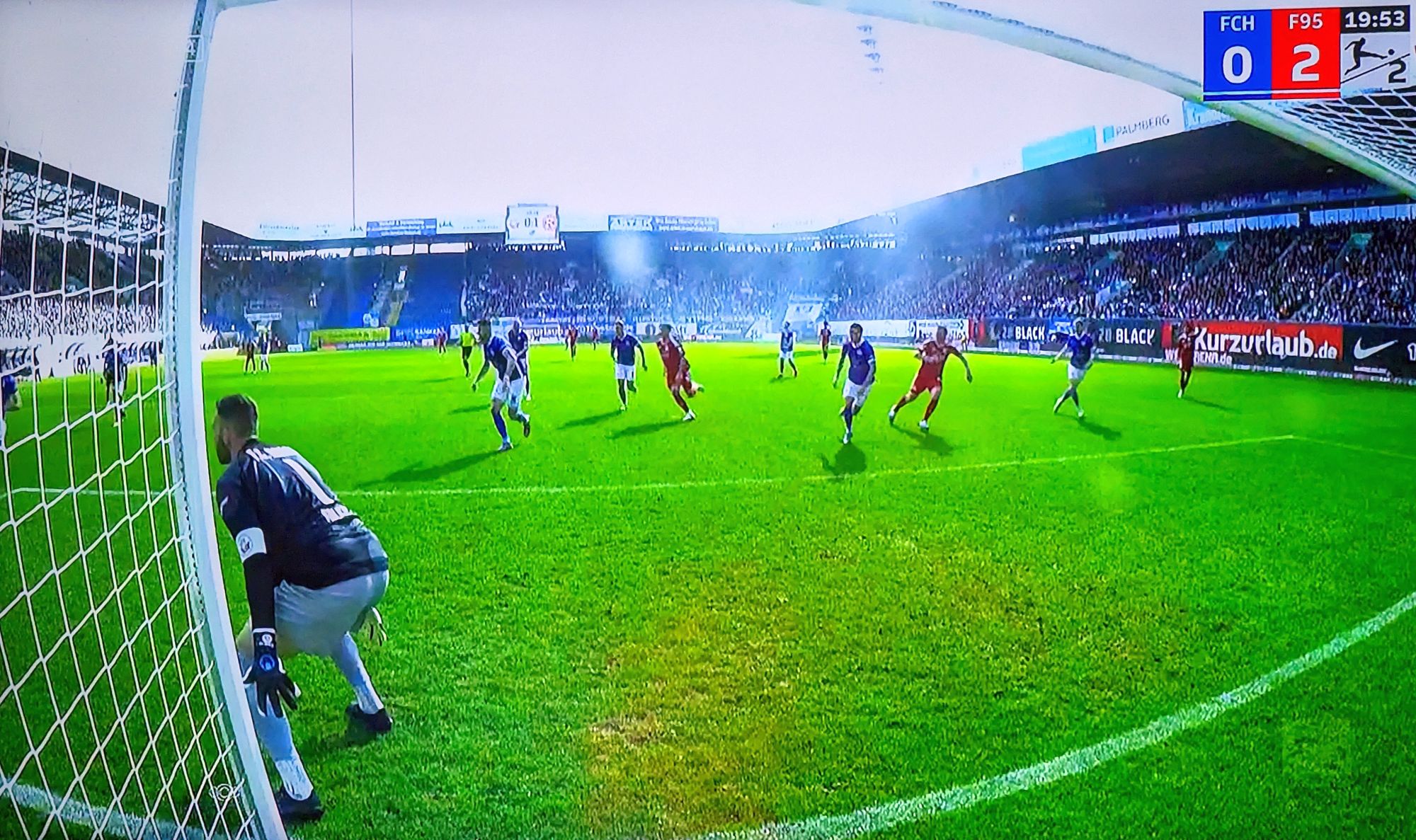 Rostock vs F95: Desolate HRO-Abwehr vor dem 0:2 (Screenshot: Sky)