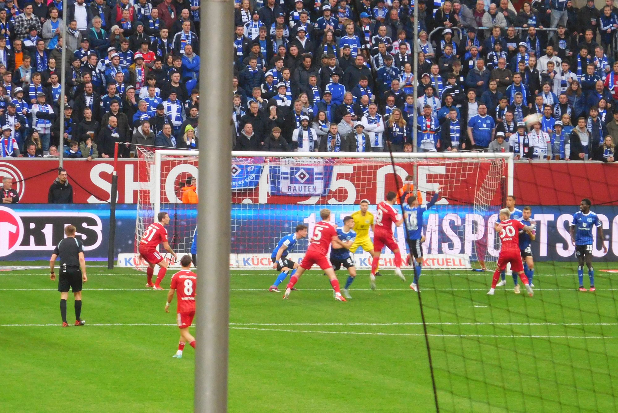 F95 vs HSV:  Kownacki netzt per Schädel ein. (Foto: FP)