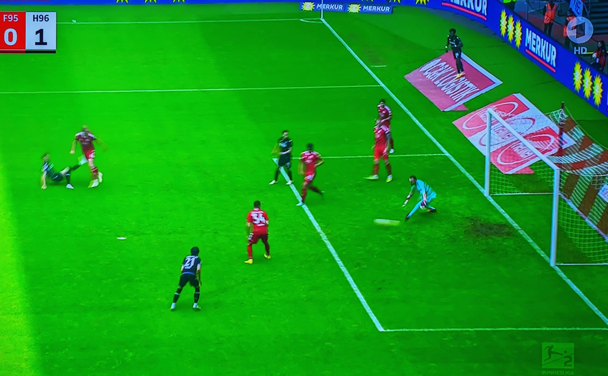 F95 vs Hannover: Das war das 1:0 für 96 (Screenshot: ARD Sportschau)