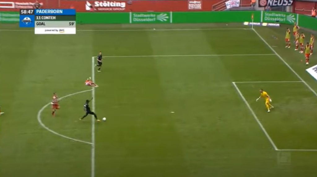 F95 vs Paderborn: Der Konter zum 1:2 (Screenshot)