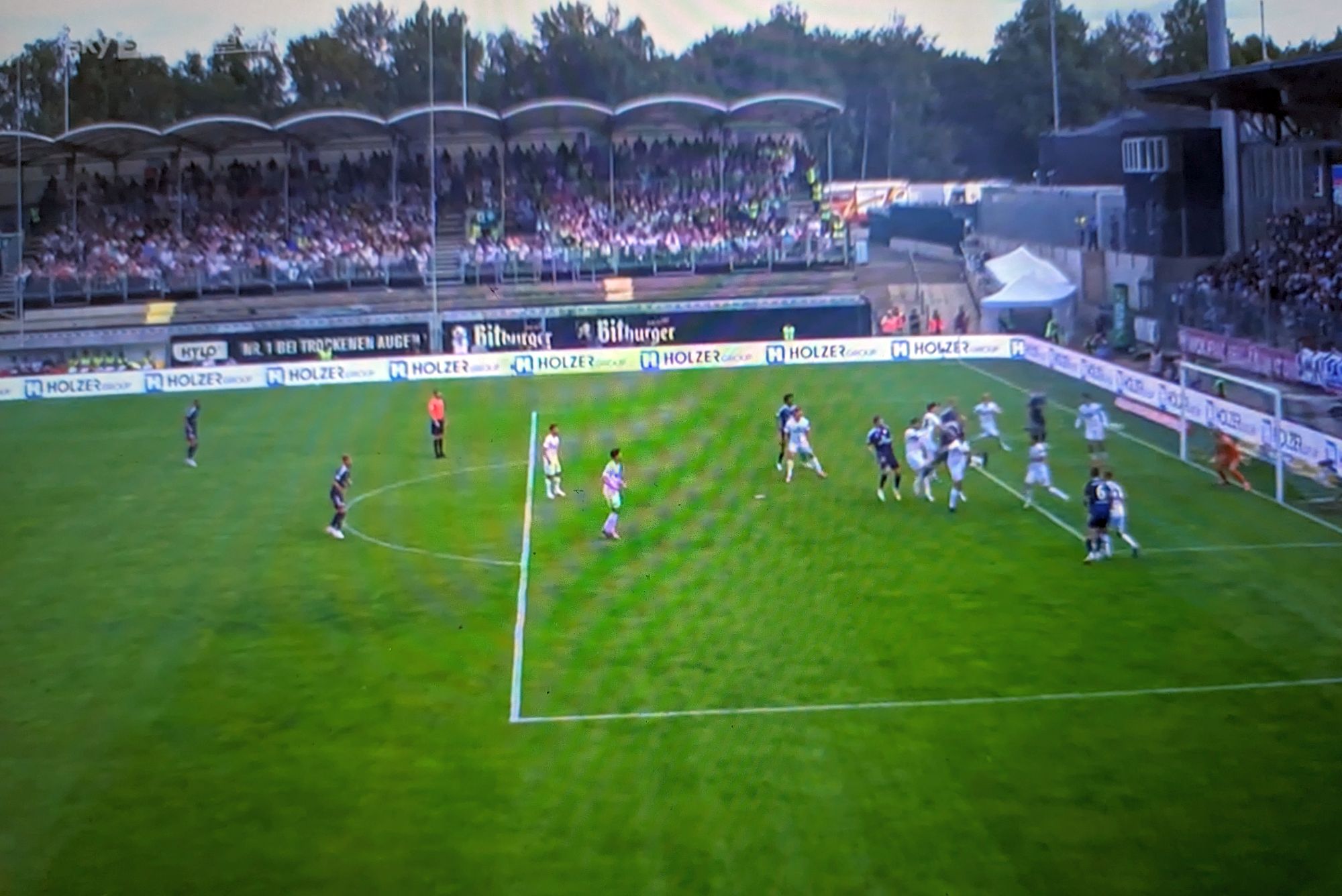 Elversberg vs F95: Jordy wuchtet das Ei in die Bude zum 2:0 (Screenshot Sky)