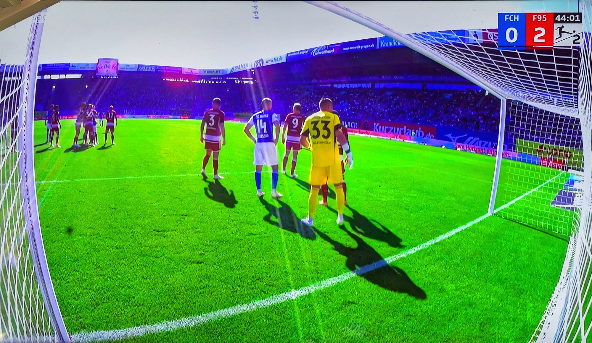 Rostock vs F95: Immer wieder Gefahr durch Hansa-Ecken (Screenshot Sky)