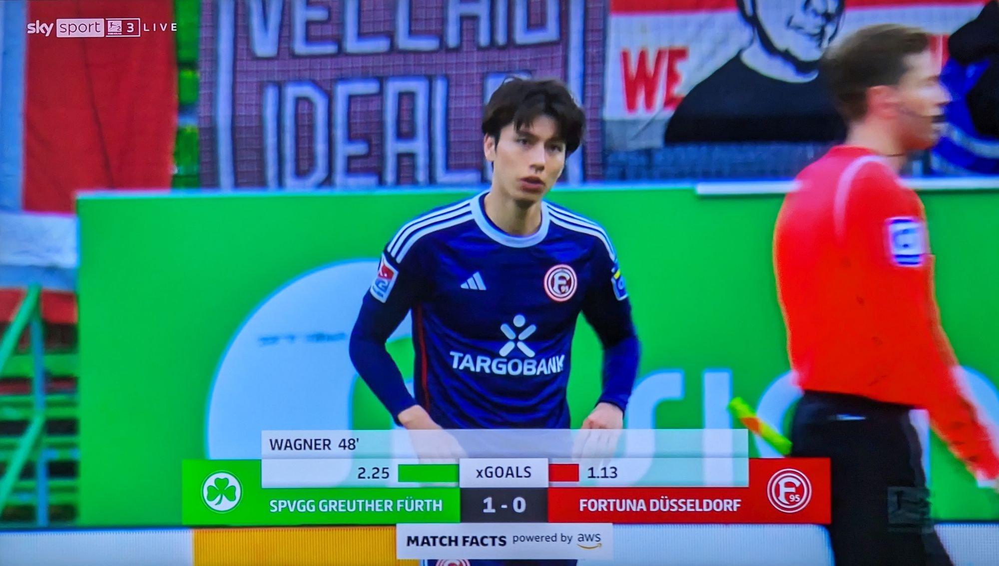 Fürth vs F95: Ao Tanaka und das Ergebnis (Screenshot Sky)