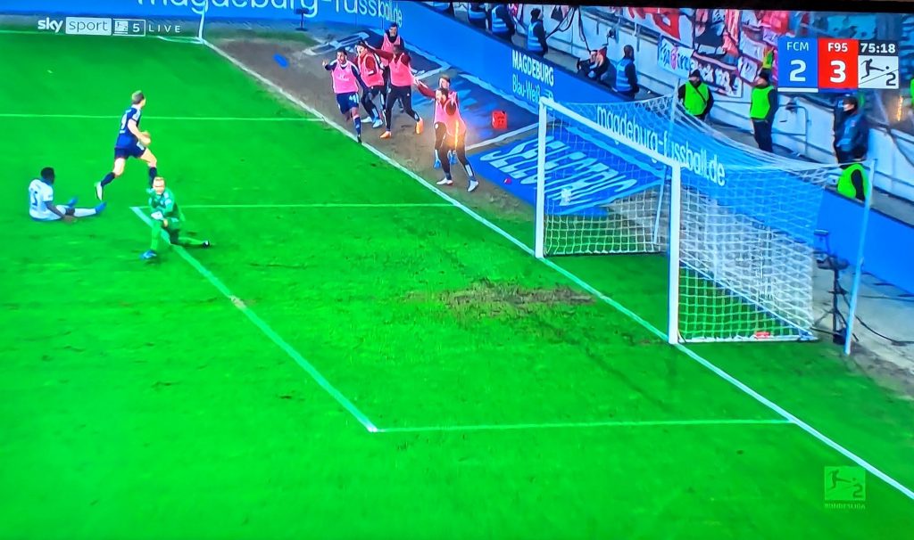 Magdeburg vs F95: Vince macht den Sack zu zum 3:2 (Screenshot Sky)