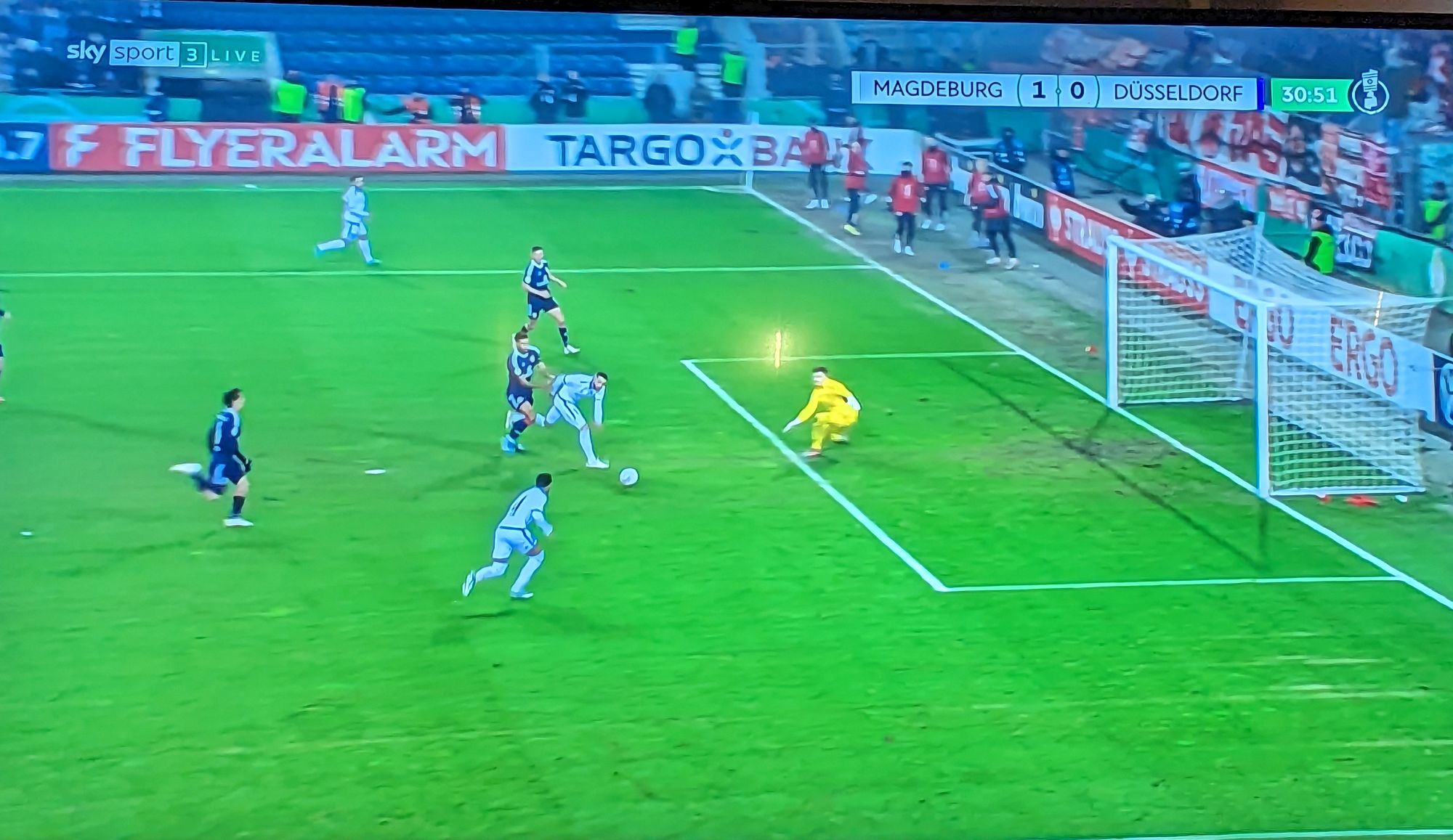 Magdeburg vs F95: Was für ein Hundertprozenter für den FCM! (Screenshot Sky)