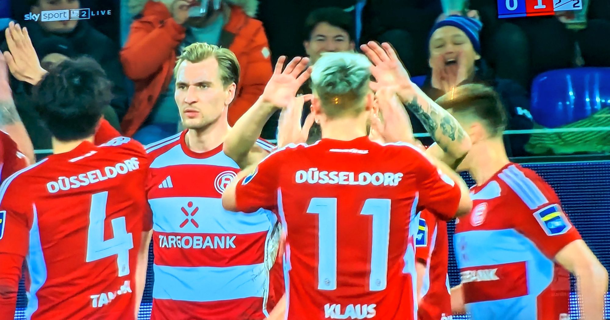 KSC vs F95: Der Jubel nach dem 2:1 (SCreenshot Sky)
