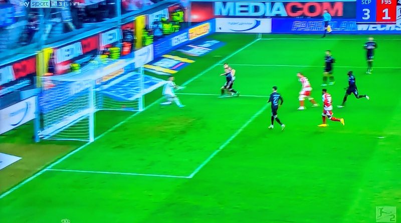 Paderborn vs F95: Das ziemlich schöne 1:3 durch Engelhardt (Screenshot Sky)