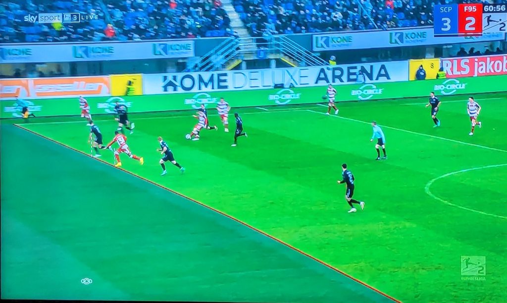 Paderborn vs F95: War kein Abseits vor dem 3:2 (Screenshot Sky)