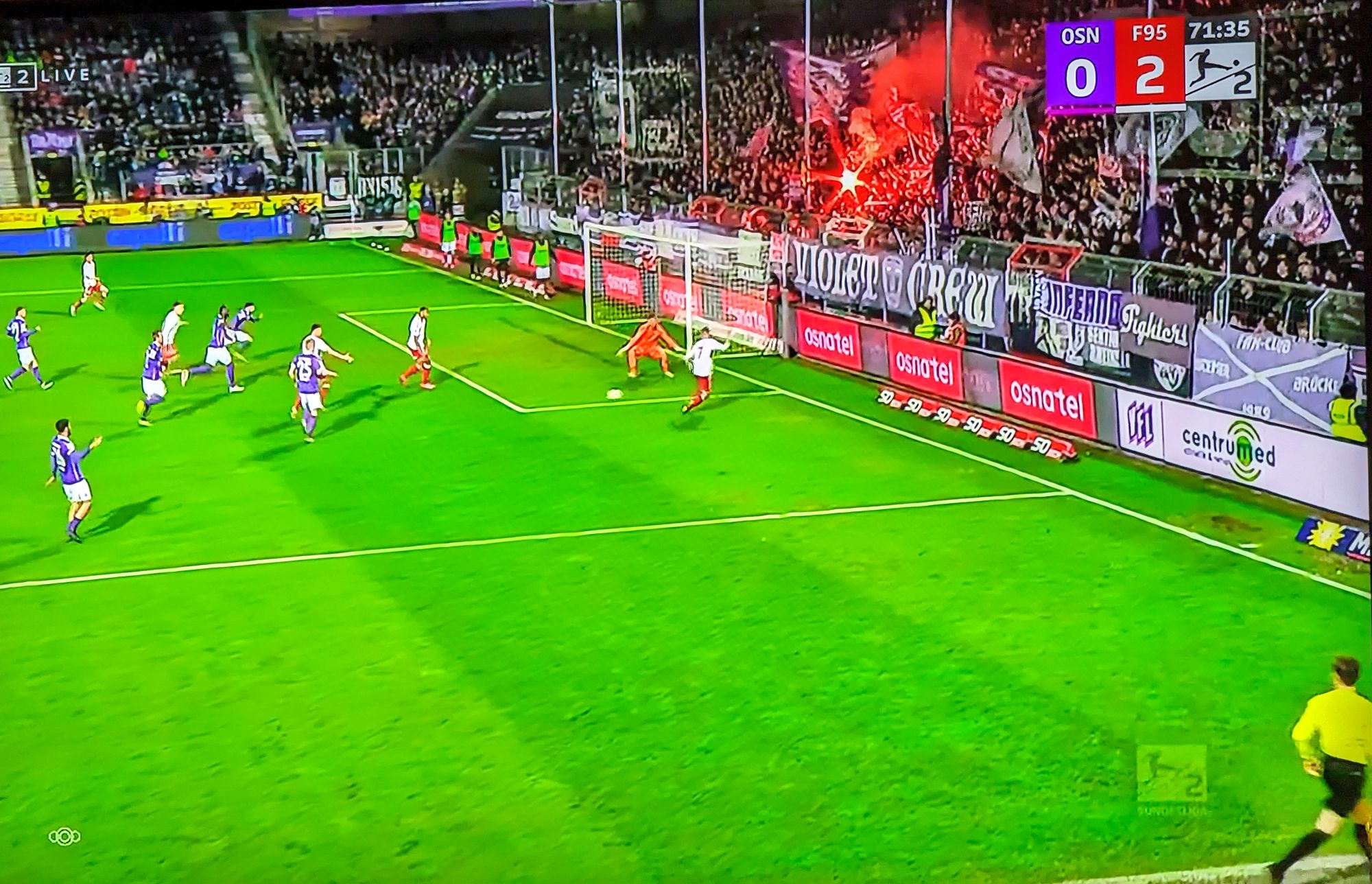 Osnabrück vs F95: Mustapha staubt ab nach Tzolis-Vorlage (Screenshot Sky)
