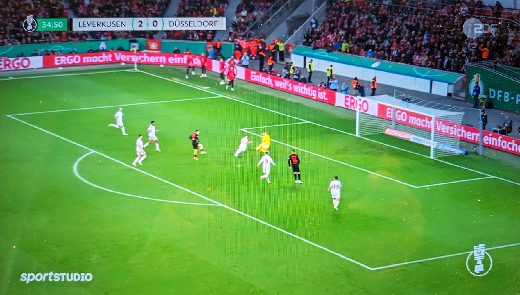 Leverkusen vs F95: Das 3:0 nach einem Kastenmeier-Fehlpass (Foto: FP)