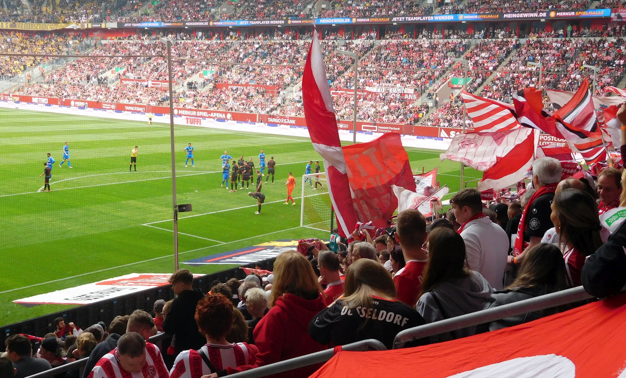 F95 vs Braunschweig: Die viel zu große neue Fahne der Dissdenti immer im Blickfeld (Foto: FP)