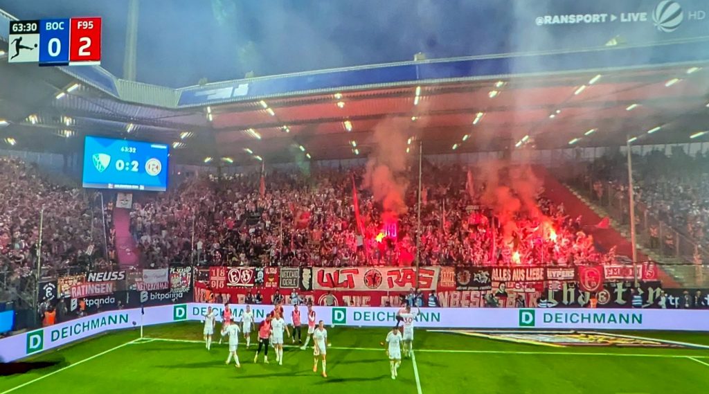 Bochum vs F95: Der Jubel nach dem 0:2 durch Felix Klaus (Screenshot Sat1)