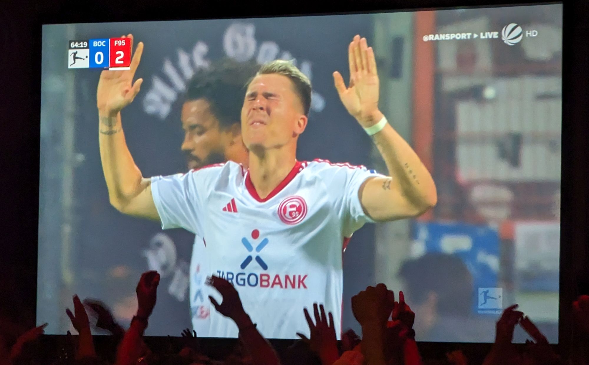 Bochum vs F95: So jubelte Felix Klaus nach seinem 2:0 (Screenshot Sat1)