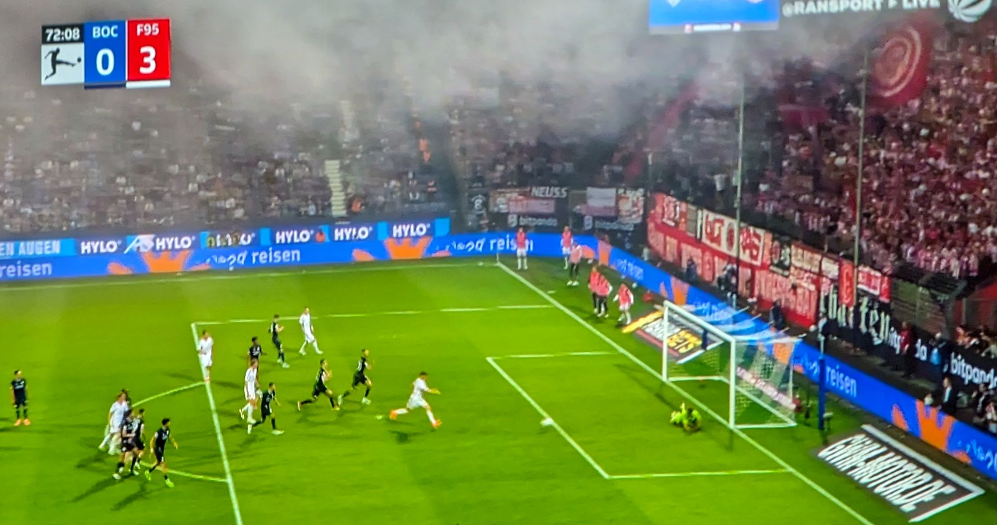 Bochum vs F95: Das 3:0 nach tollem Schuss und grobem Torwartfehler (Screenshot Sat1)