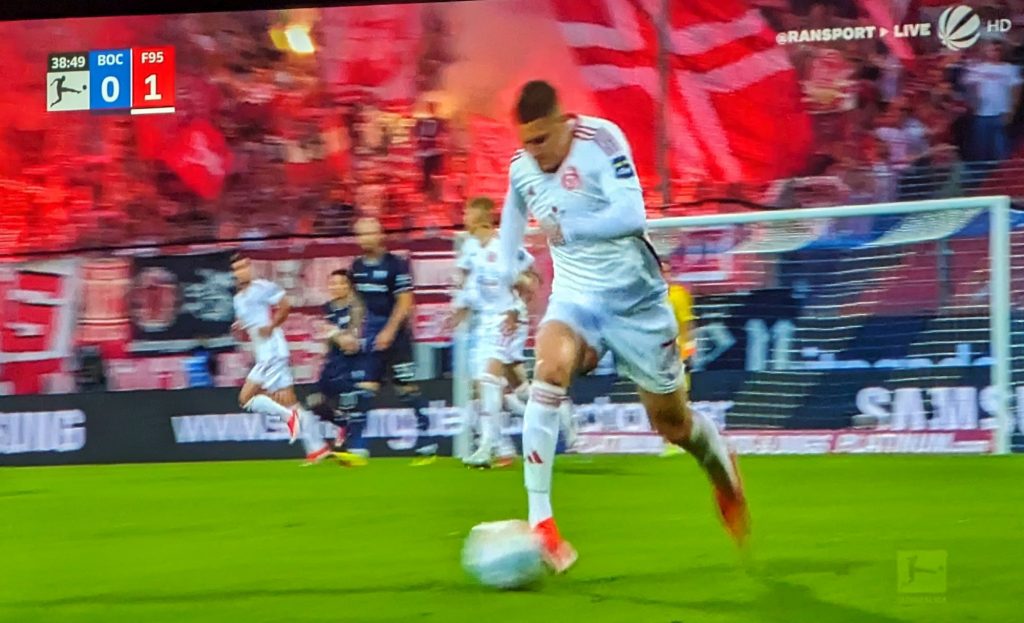 Bochum vs F95: Christos Tzolis, den hatten die Bochumer nie im Griff (Screenshot Sat1)