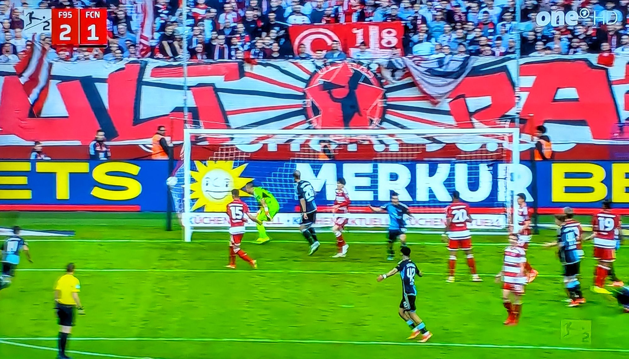 F95 vs Nürnberg: Und das war der Anschlusstreffer (Screenshot ARD)