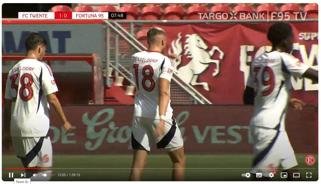Twente vs F95: Jona Niemiec, der Doppeltorschütze (Screenshot f95.tv)