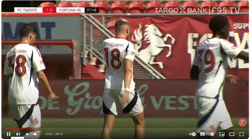 Twente vs F95: Jona Niemiec, der Doppeltorschütze (Screenshot f95.tv)