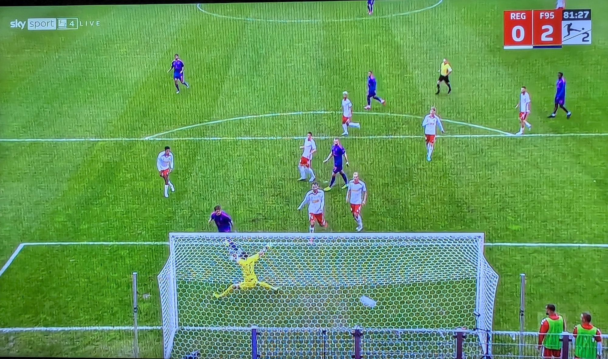 Regensburg vs F95: Das schicke 2:0 durch Kownacki (Screenshot Sky)