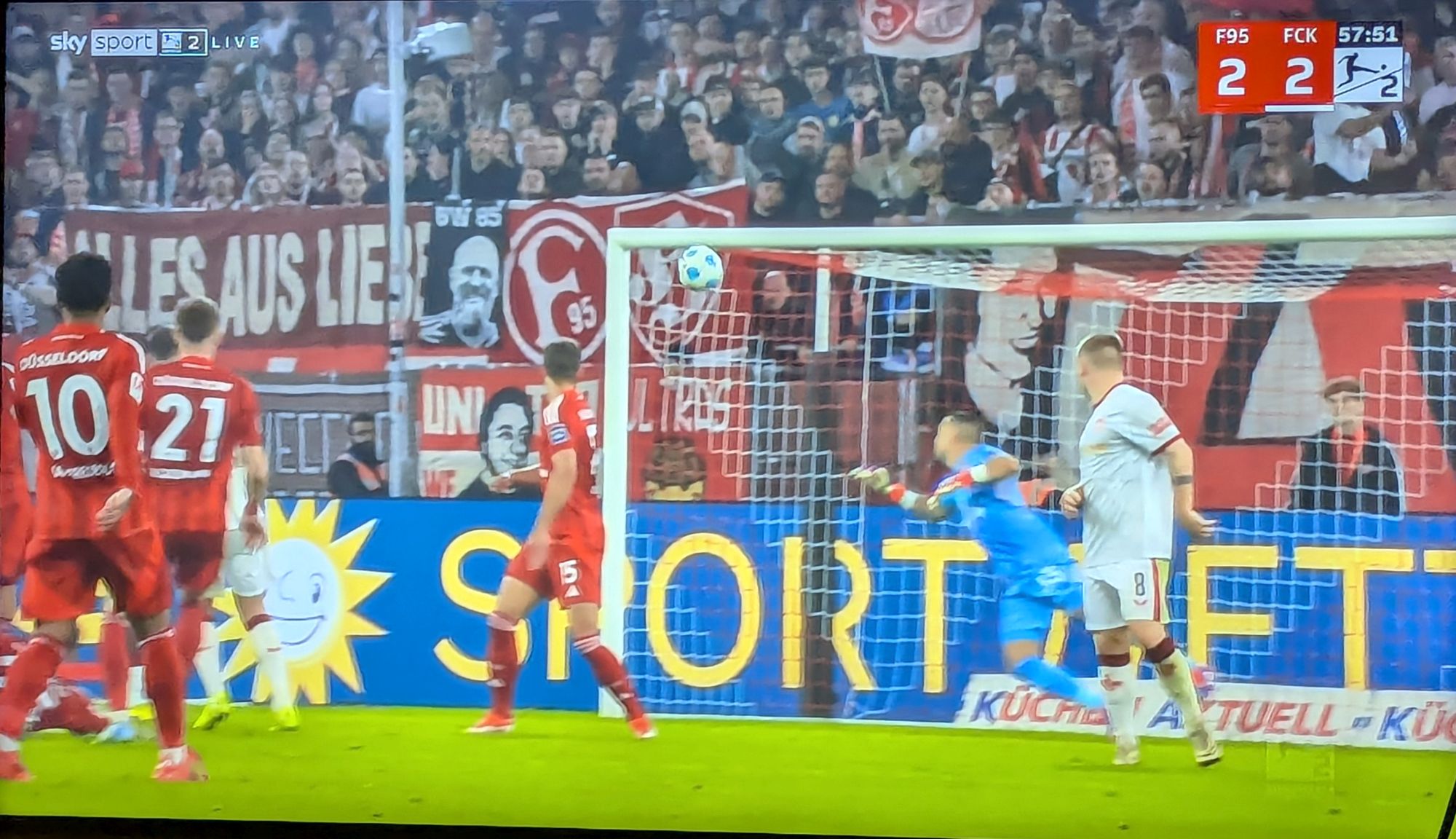 F95 vs K'lautern: Und dann das 2:2... (Screenshot Sky)