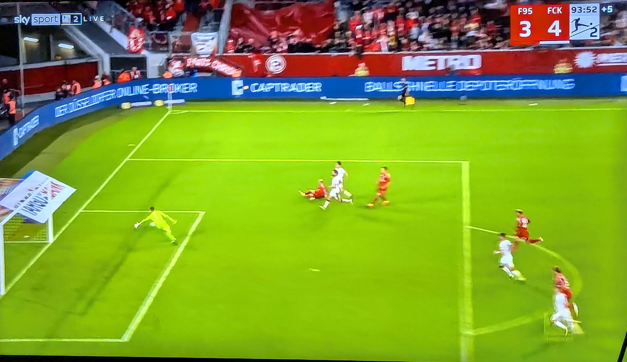 F95 vs K'lautern: Immerhin ein schönes 3:4 durch Felix Klaus (Screenshot Sky)