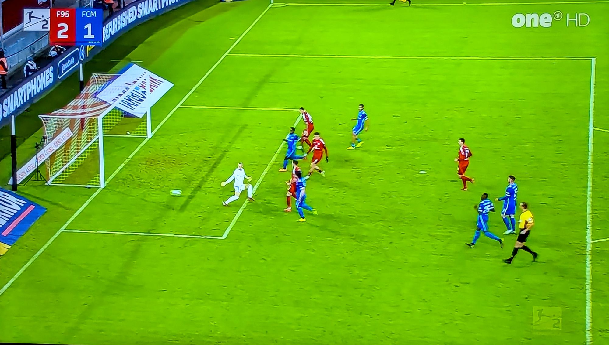 F95 vs Magdeburg: Das schöne 2:1 (Screenshot ARD)