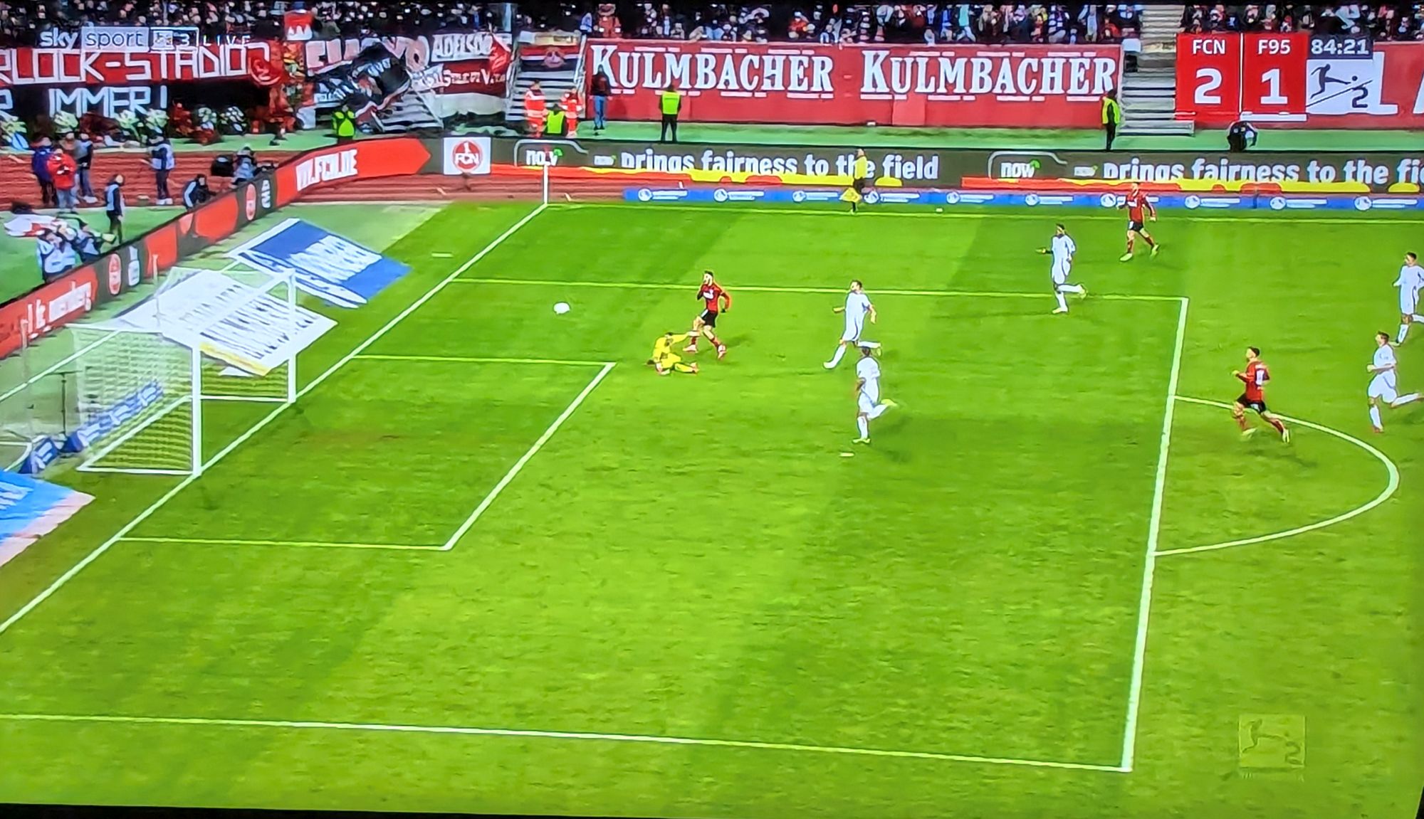 FCN vs F95: Ungenügende Restverteidigung - zack, 2:1 (Screenshot Sky)