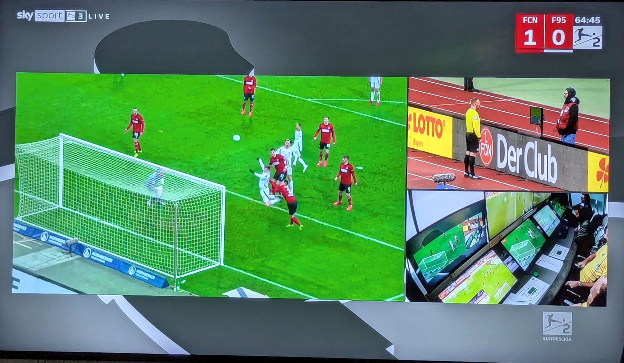 FCN vs F95: VAR, die zweite: Zugunsten der Fortuna (Screenshot Sky)