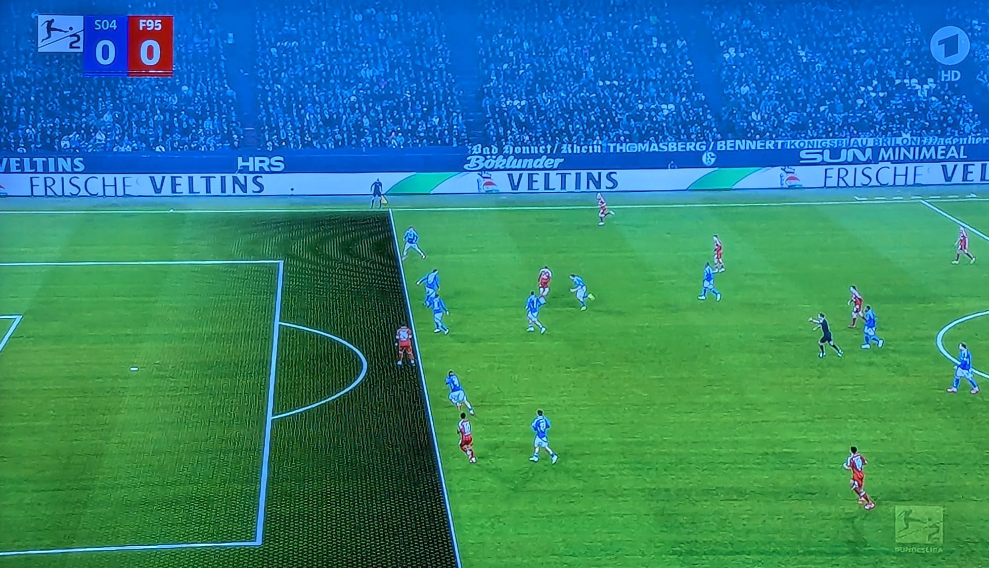 Schalke vs F95: Ja, es war ein Abseits (Screenshot ARD)