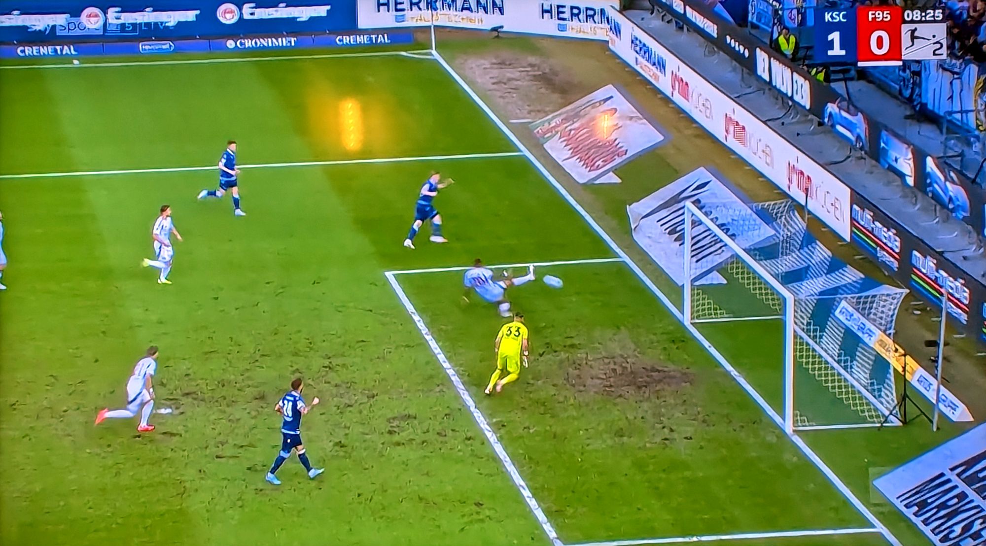 KSC vs F95: Zack, und schon steht's 1:0 (Screenshot Sky)
