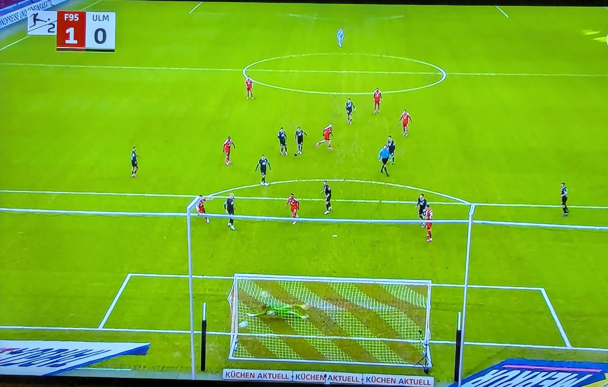 F95 vs Ulm: Das stramme 1:0 durch Ísak Jóhannesson (Screenshot ARD)