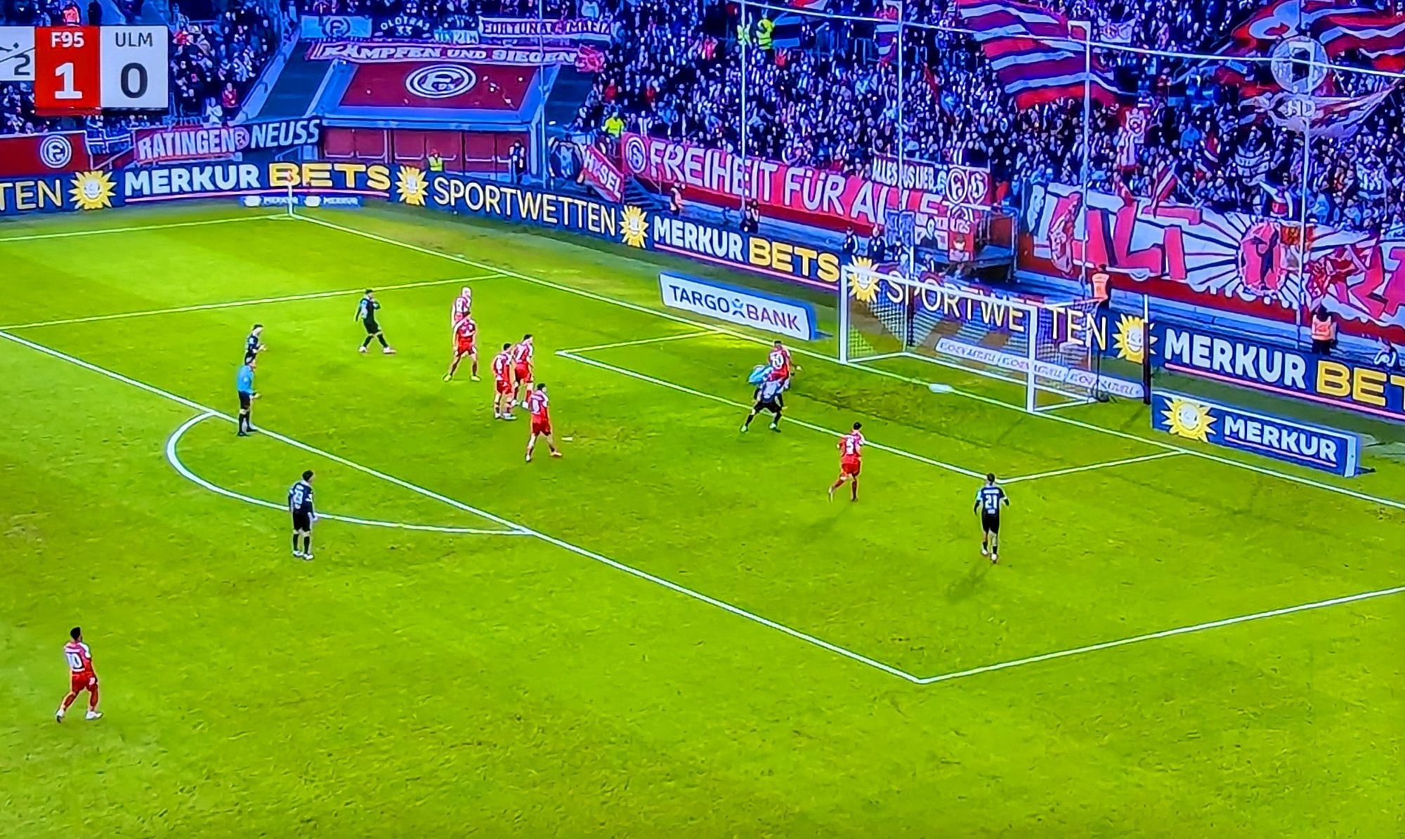 F95 vs Ulm: Das 1:1 geht auf Lunddals Kappe (Screenshot ARD)