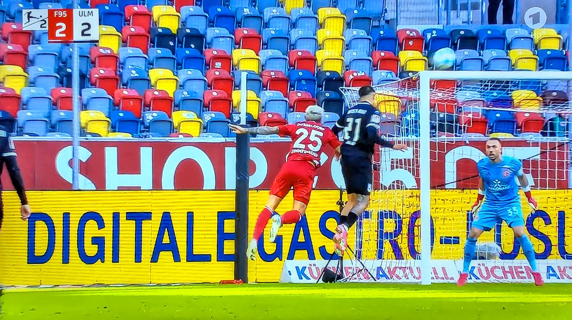 F95 vs Ulm: Zimmermann verschuldet das 2:2 (Screenshot ARD)