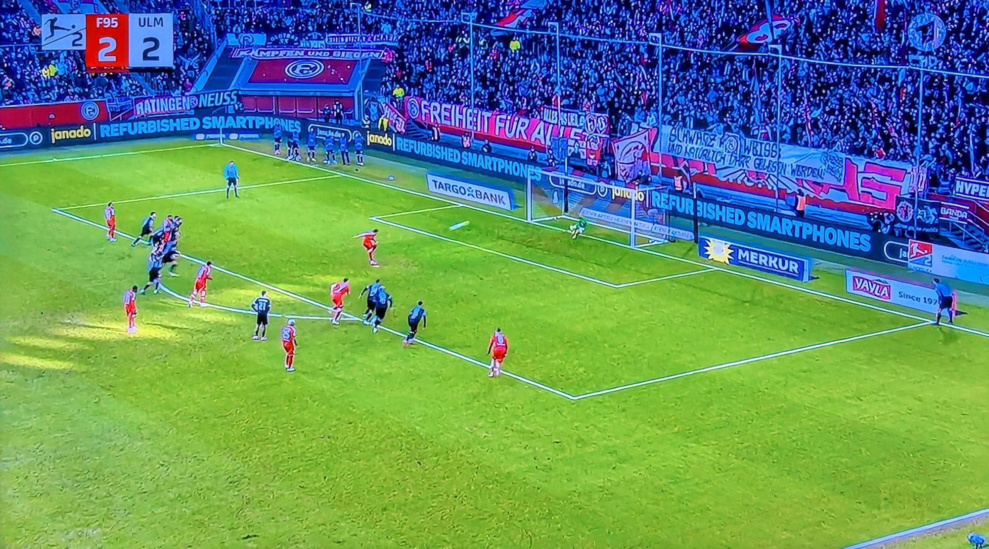 F95 vs Ulm: Das 3:2 durch den Strafstoß (Screenshot ARD)