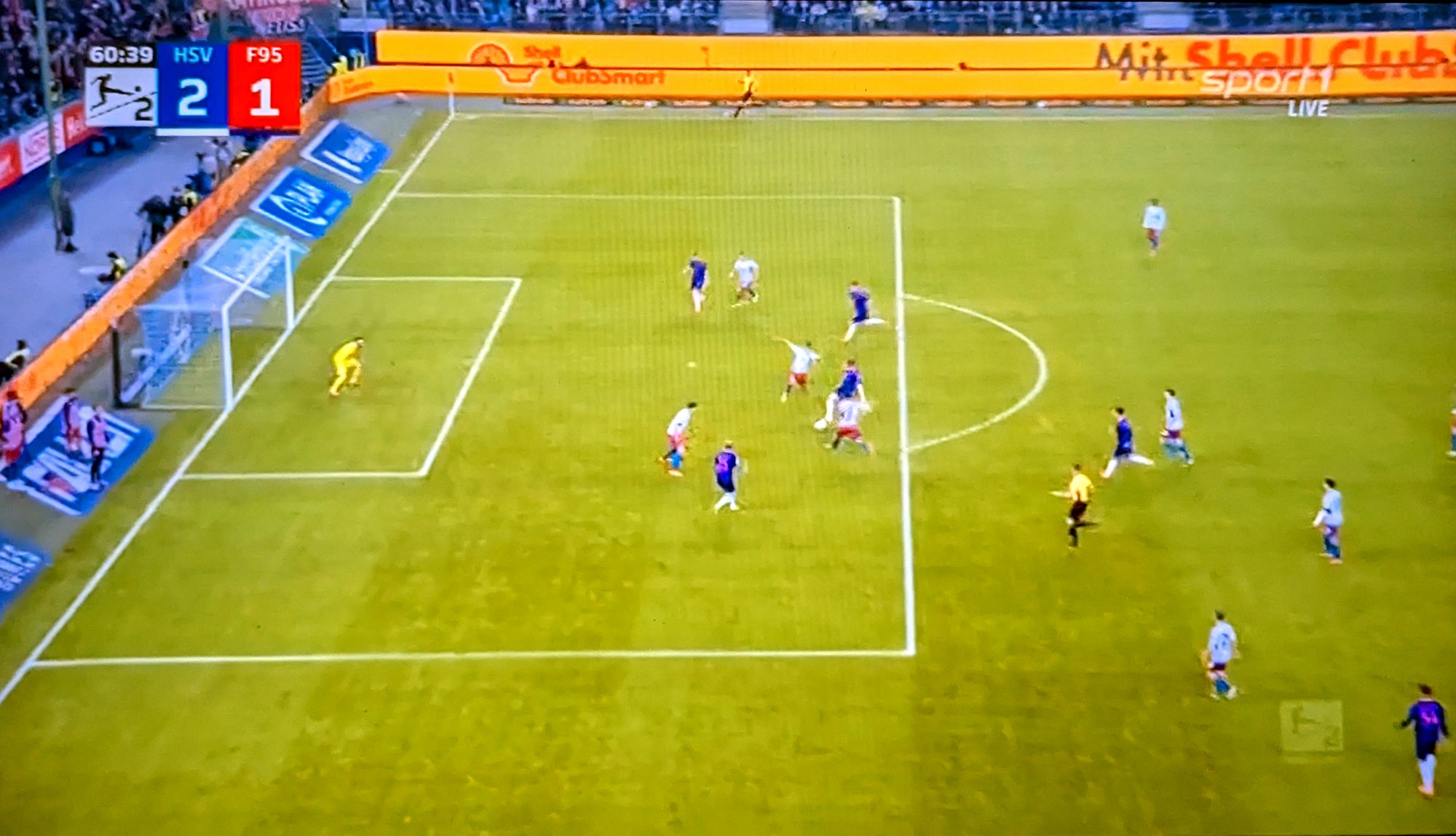 HSV vs F95: Gute Chance in der 60. Minute (Screenshot Sport1)