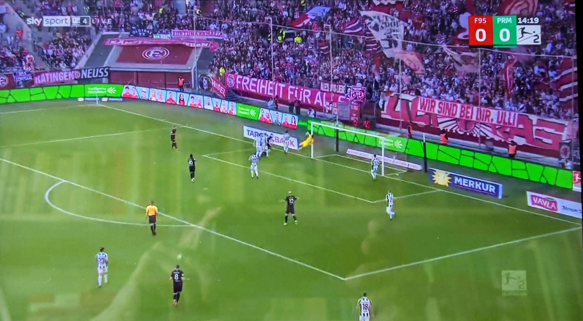 F95 vs Münster: Das sehr schöne 1:0 durch Kownacki (Screenshot Sky)