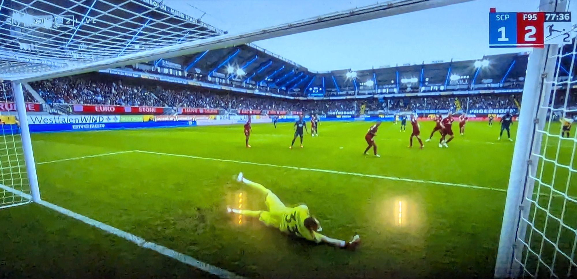 Paderborn vs F95: Das erbettelte 1:2 (Screenshot Sky)