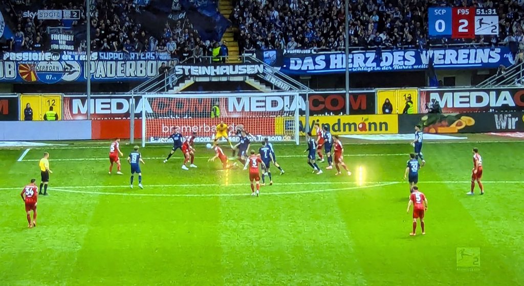 Paderborn vs F95 Die Situation vor dem Elfer (Screenshot Sky)
