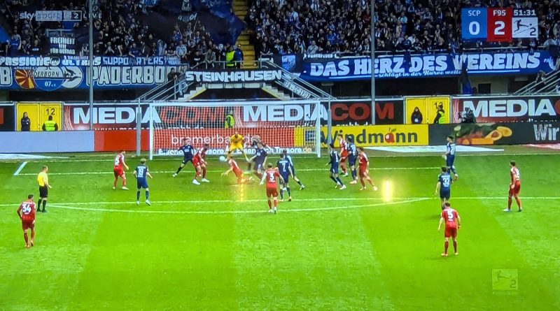Paderborn vs F95 Die Situation vor dem Elfer (Screenshot Sky)