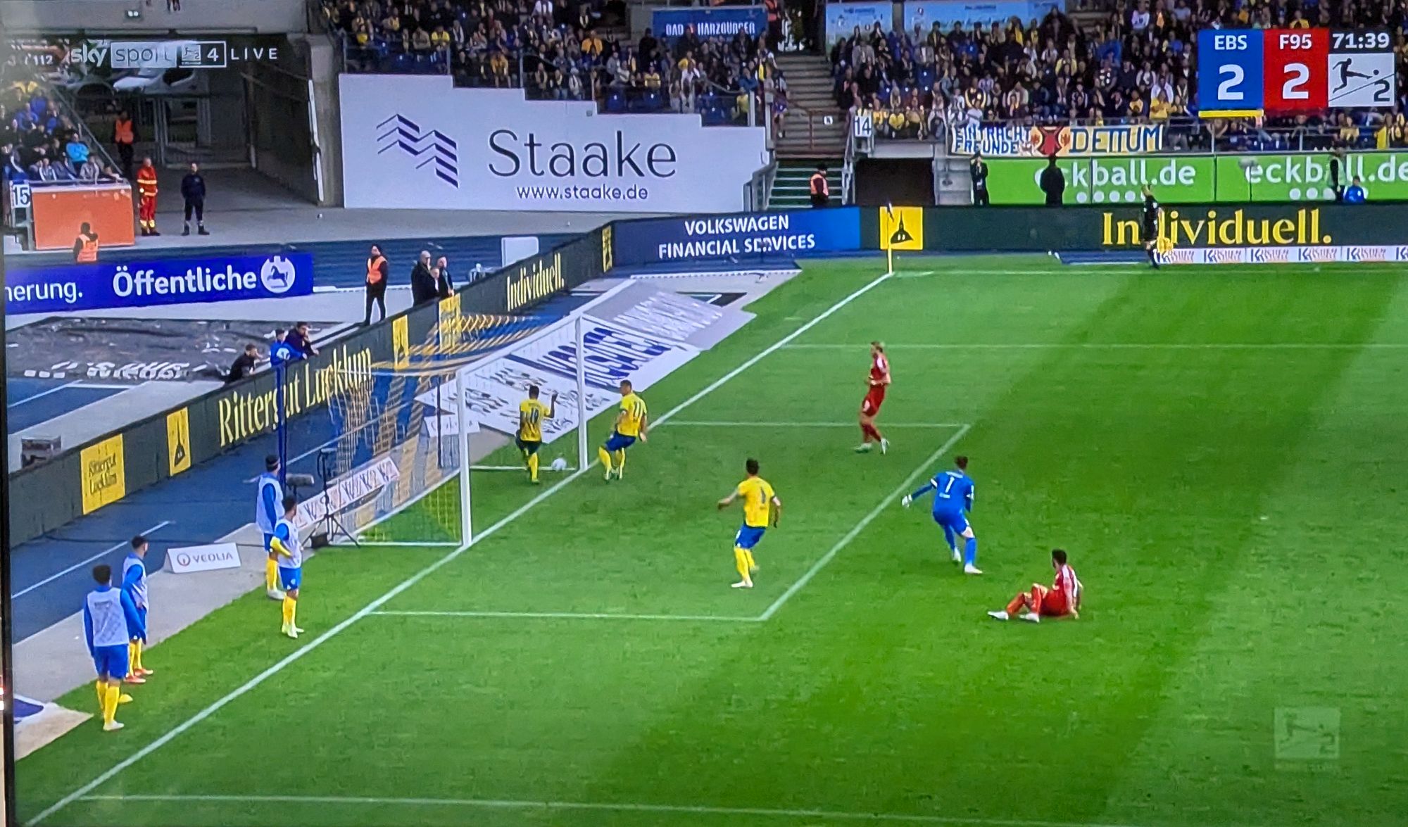 BTSV vs F95: Zimmermann macht den Ausgleich zum 2:2 (Screenshot Sky)