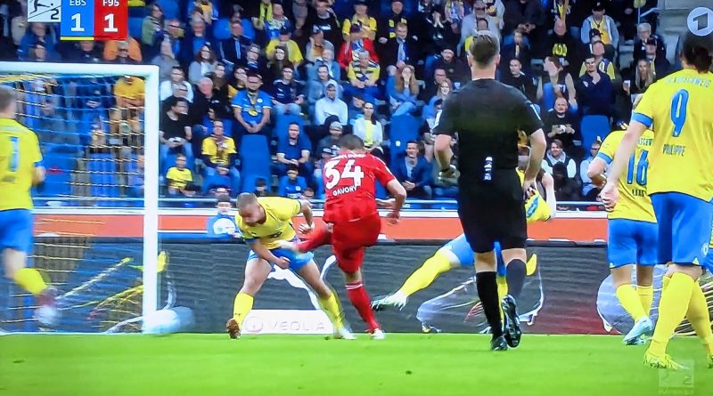 BTSV vs F95: Gavory knallt das 1:1 rein (Screenshot ARD)