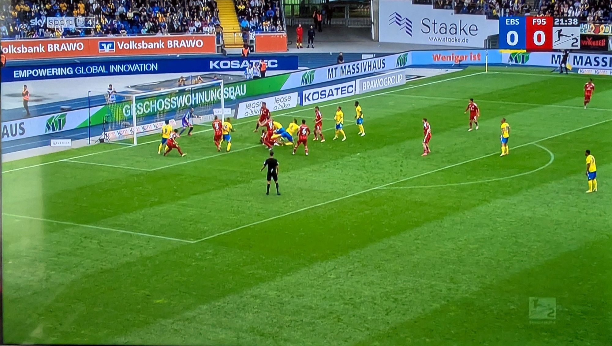 BTSV vs F95: Die Situation vor dem 1:0 für Blaugelb (Screenshot Sky)