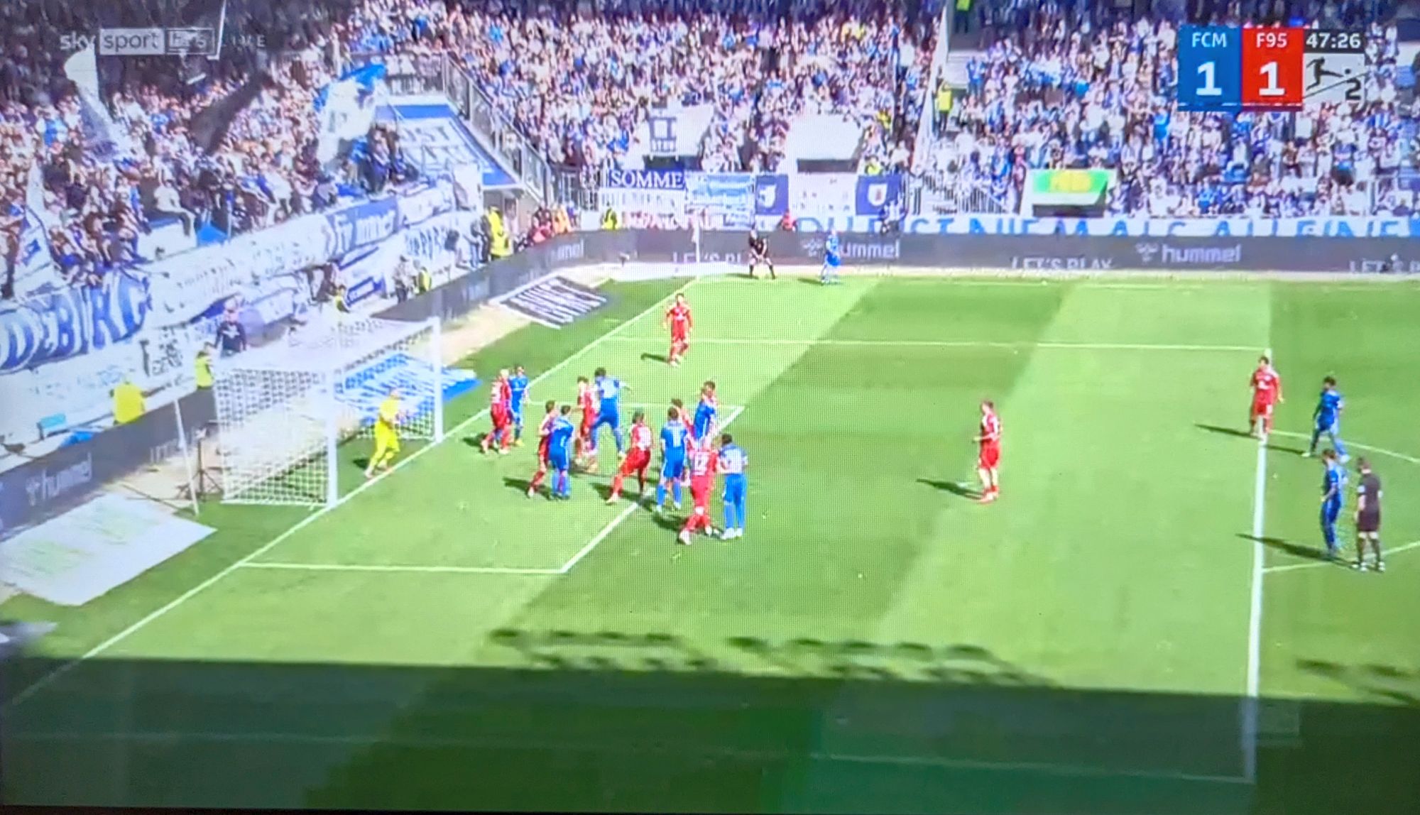Magdeburg vs F95: Kollektives Versagen beim 1:1 (Screenshot Sky)